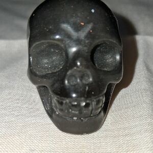 Black Obsidian Skull Figurine